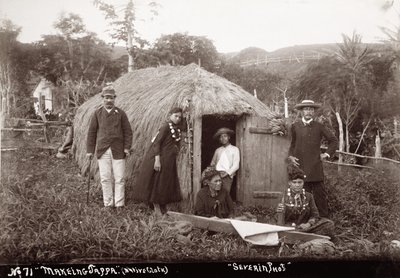 At lave Tappa, en indfødt klud, ca. 1875 (sepia-billede) af Unbekannt