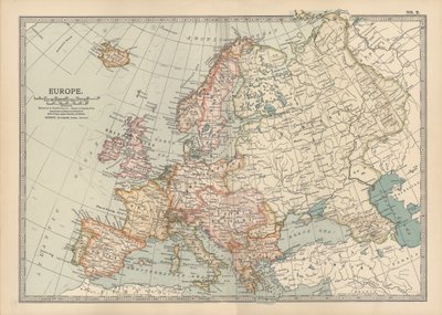 Kort over Europa, ca. 1900 (gravering) af Unbekannter Künstler