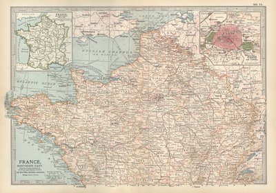 Kort over Frankrig, ca. 1900 (gravering) af Unbekannter Künstler
