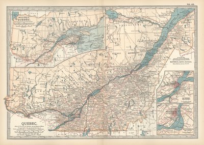 Kort over Quebec, Canada, ca. 1900 (gravering) af Unbekannter Künstler