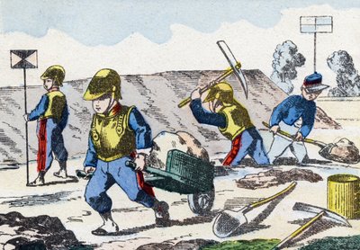 Mindreårige. Indgravering i "Børns militæralfabet"". Billedsprog af Pont-a-Mousson, ca. 1890. 20 sider. Sol: 28,5x21 cm af Unbekannt
