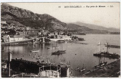 Monte Carlo (Monte-Carlo): Udsigt over byen taget fra Monaco - Postkort slut 19.-20. århundrede af William M. Timlin
