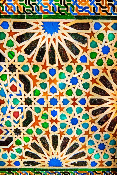 Mosaik, Comares Palace, Cuarto/Palacio de Comares, i Myrtle Court-komplekset, Nasrid Palaces, Alhambra, Granada, Andalusien, Spanien, Europa (foto) af Unbekannter Künstler