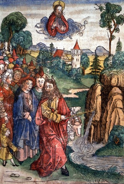 Moses bringer vand frem fra klippen af Unbekannter Künstler