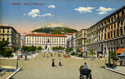 Napoli Piazza Municipio, begyndelsen af det 20. århundrede (postkort) af Unbekannter Künstler