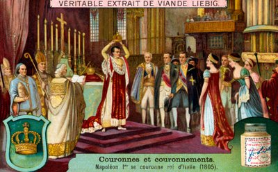 Napoleon I kroner sig selv som konge af Italien af Unbekannter Künstler