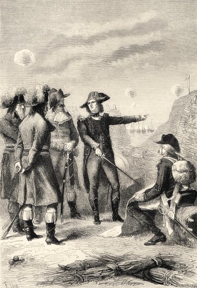 Napoleon ved belejringen af Toulon, Frankrig i 1793 (kobberstik) af Unbekannter Künstler