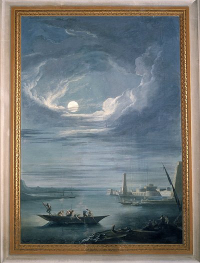 Nattescene med fiskerne. Fresko af Sala del Consiglio (Rådssalen) af Unbekannter Künstler