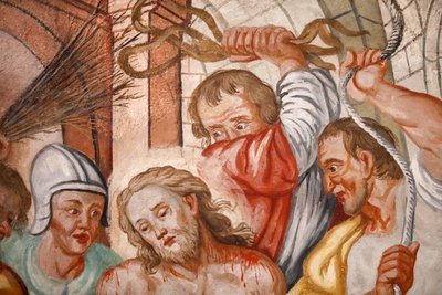 Our Lady of the Assumption of Cordon Church. Fresco. Kristi flagelation. Frankrig. Frankrig. af Unbekannter Künstler