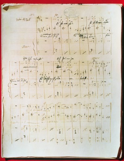 Johann Strauss nuoremman (1825-99) wieniläisen valssin Sininen Tonava alkuperäinen partituuri (käsikirjoitus) af Unbekannter Künstler