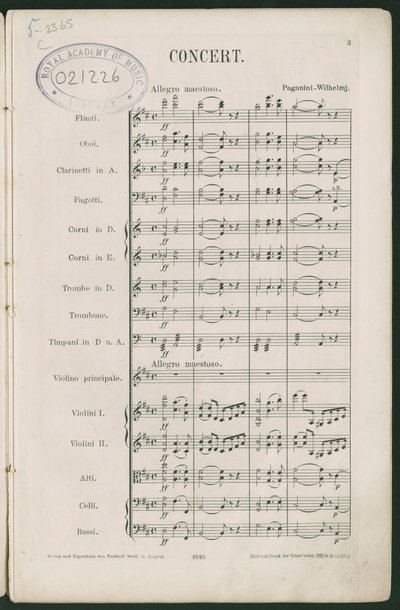 Paganini Violinkoncert nr. 1, op. 6 af Unbekannter Künstler