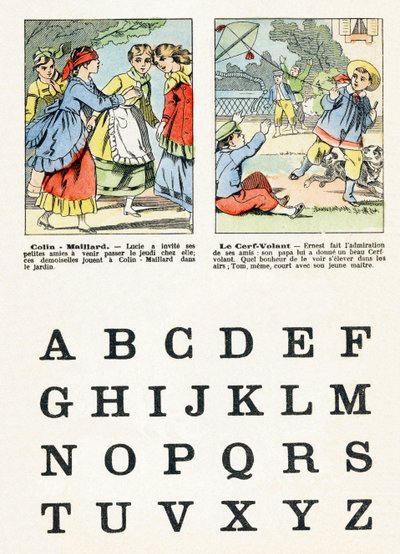 Side 1 - Børnespil: colin maillard, dragen - Alfabet - Børneunderholdning - Epinale billeder, populær serie, omkring 1890 af Unbekannt
