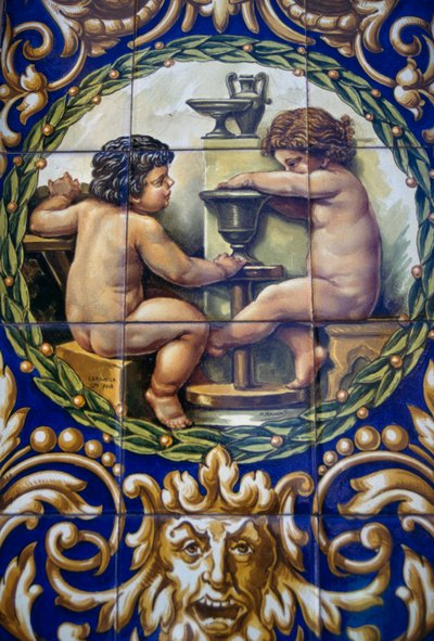 Malet håndlavet keramikbutik, Triana-distriktet, Sevilla, Spanien af William M. Timlin