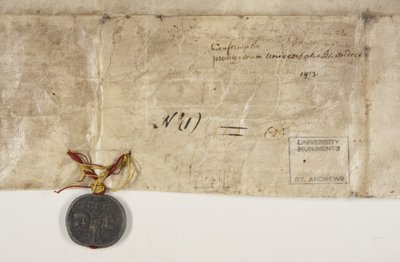Pavelig Bull bekræfter biskop Henry Wardlaws charter, verso af Unbekannt