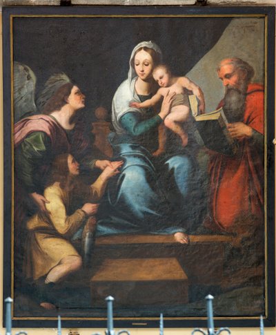 Sognekirke (Vor Frue af Pamele Kirke). Indre. Maleri. Anonym. Madonna (Madonna med fisk, Tobias). Kopi af Rafael (?). af Unbekannter Künstler