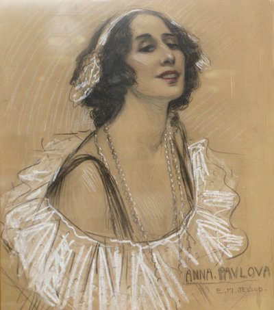 Pasteltegning af den russiske balletdanserinde Anna Pavlova i London Jewish Cultural Centre, London, Storbritannien. af Unbekannt