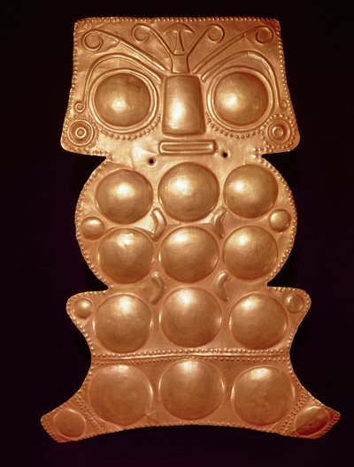 Pectoral fundet i floden Sinu, præ-colombiansk (guld) af Unbekannt