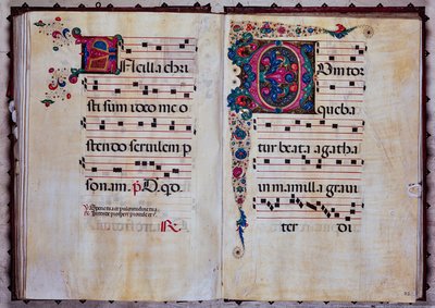 Piccolomini Bibliotek: korbog, cod.12.N, ff. 92v-93r med "Foliated initial", af Venturino Mercati. af Unbekannter Künstler