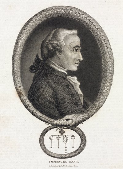 Portræt af filosoffen Immanuel Kant (1724-1804), i en ramme formet af en slange, der bider i halen af Unbekannt