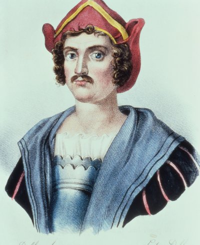 Portræt af Christoffer Columbus (1441-1506) af Dolfino (litho) af Unbekannter Künstler