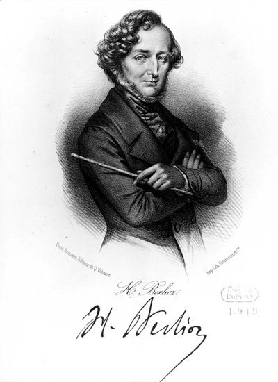 Portræt af Hector Berlioz. sd. Gravering 1800-tallet. af Unbekannt