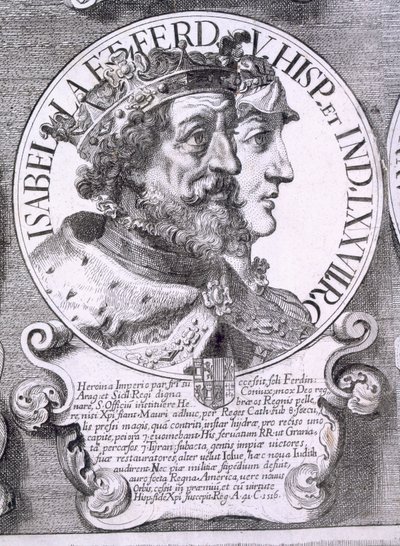 Portræt af Isabella I og Ferdinand V af Castilien (litho) af Unbekannt