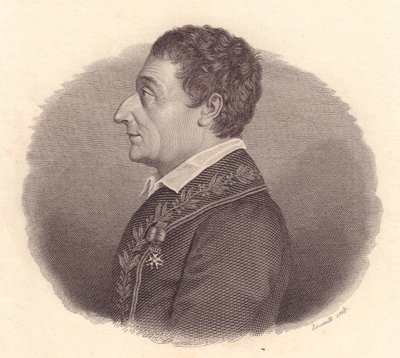 Portræt af den italienske matematiker og astronom Joseph-Louis Lagrange eller Giuseppe Lodovico Lagrangia (1736-1813), kobberstik af Locatelli fra medalje af William M. Timlin