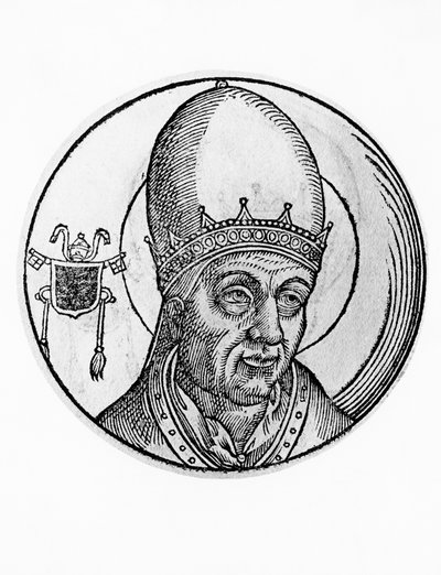 Portræt af Johannes III (død 574), 61. pave i den katolske kirke fra 561, gravering af William M. Timlin