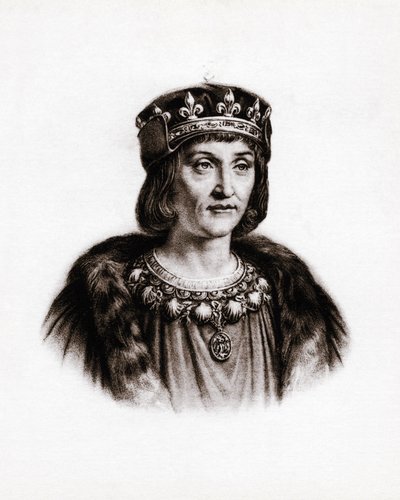 Portræt af Ludvig XII (1462-1515), konge af Frankrig. Gravering af Unbekannter Künstler