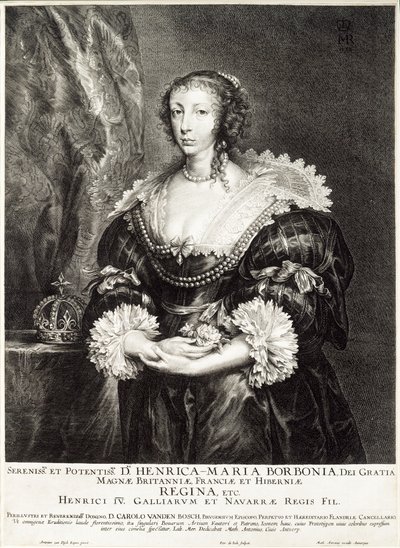 Portræt af dronning Henrietta Maria de Bourbon af Unbekannt