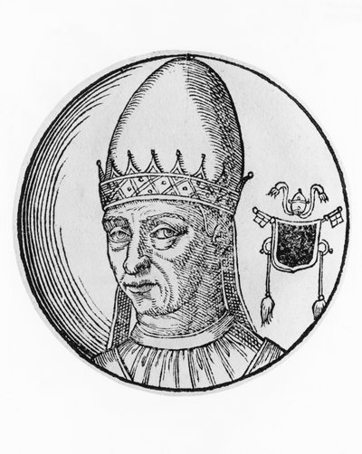 Portræt af Stephen III, eller IV (720-772), 94. pave i den katolske kirke fra 768, gravering af William M. Timlin