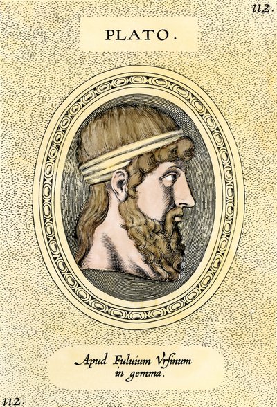 Portræt af den græske filosof Platon (428-348 f.Kr.) Stik. af Unbekannter Künstler