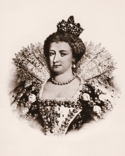 Portræt af dronningen af Frankrig Marie de Medicis (1576-1642) Stik fra det 19. århundrede af Unbekannter Künstler