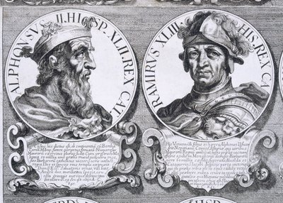 Portrætter af Alfonso II og Ramiro I (litho) af Unbekannt