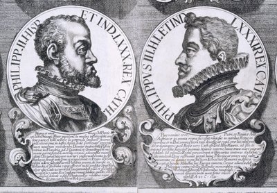 Portrætter af Filip II og Filip III af Spanien (litho) af Unbekannt