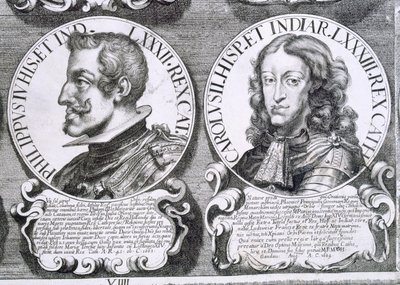 Portrætter af Philip IV og Charles II (litho) af Unbekannt