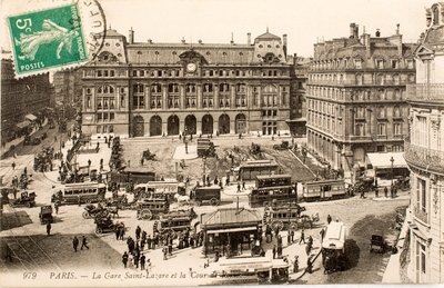 Postkort/Gare Saint Lazare/Paris/Seine/Ile de France/Frankrig af William M. Timlin