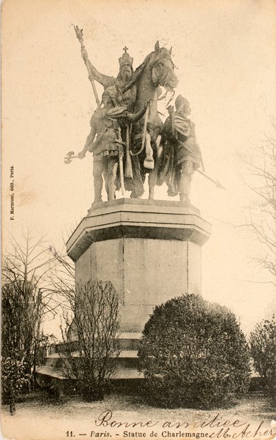 Postkort/Statue af Karl den Store/Paris/Seine/Ile de France/Frankrig af William M. Timlin