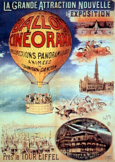 Plakat Den store attraktion ny l udstilling Nær Eiffeltårnet Ballonbiograf af Unbekannt