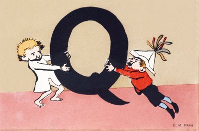 Q for skænderi - børnealfabetet. C.M.-redaktør, Paris. Håndmalede postkort, frankeret i 1904. Mål: 14 x 9 cm af Unbekannt