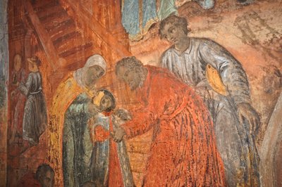 RUSLAND, Uglich, den russisk-ortodokse kirke St Dimitrius on the Blood (1630), fresko, der viser Demetrius