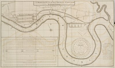 Ralph Walkers foreslåede plan for Wet Docks i Wapping, London af Unbekannt