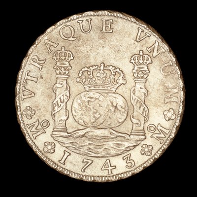 Sjælden sølvmønt, Spansk Amerika Kong Ferdinand VI, 8 Reale, Herkules