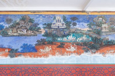 Reamker-fresker, der pryder væggene i det kongelige paladskompleks i Phnom Penh, Cambodja (foto) af Unbekannter Künstler