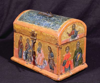 Relikvieæske eller Chrismatory, græske øer, ca. 1700 (tempera på træ) af Unbekannt