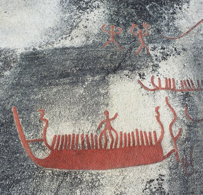 Helleristning forestillende en båd, Begby, Norge. Bronzealder. af William M. Timlin