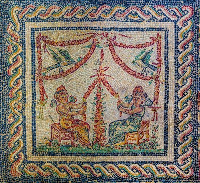 Romersk villa med vidunderlige mosaikgulve af Unbekannter Künstler