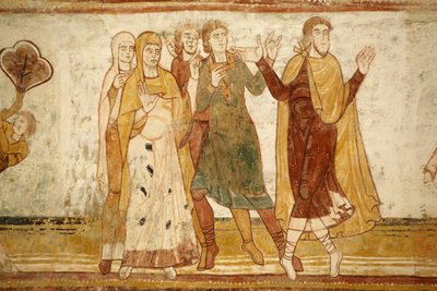 Saint-Savin sur Gartempes klosterkirke Skibshvælvingmaleri: Abraham adskilt fra sin nevø Loth (13. Gen., 8-9) Saint-Savin Frankrig af Unbekannt