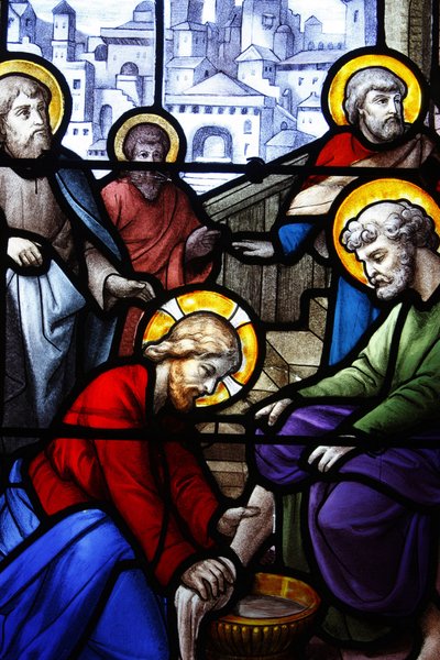 Saint Aignan Church Jesus vasker sine disciples fødder, Chartres, Frankrig af Unbekannt