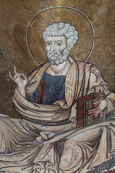 Sankt Peter Mosaik inde i katedralen Santa Maria Nuova 12. århundrede Monreale, Sicilia af William M. Timlin